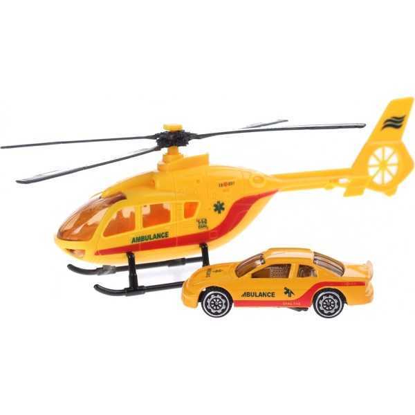 Toi-toys Rescue Team Set Helikopter Met Auto Geel Ambulance - 1